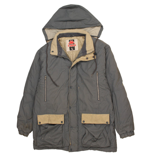 Vintage 90's Kappa Hooded Windbreaker Large Blue Jacket Full Zip