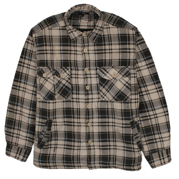 George 90's Long Sleeves Button Up Check Shirt XLarge Black