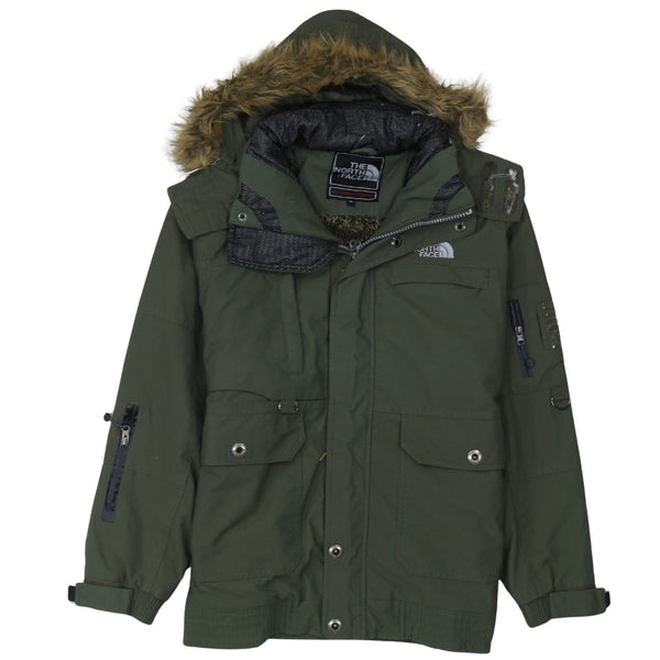 The North Face Olive Green Parka Men’s Medium Faux Fur Hood Multiple Pockets Jacket