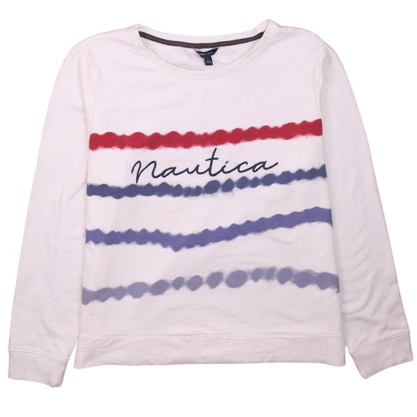 Nautica 90's Spellout Crew Neck Sweatshirt Large White