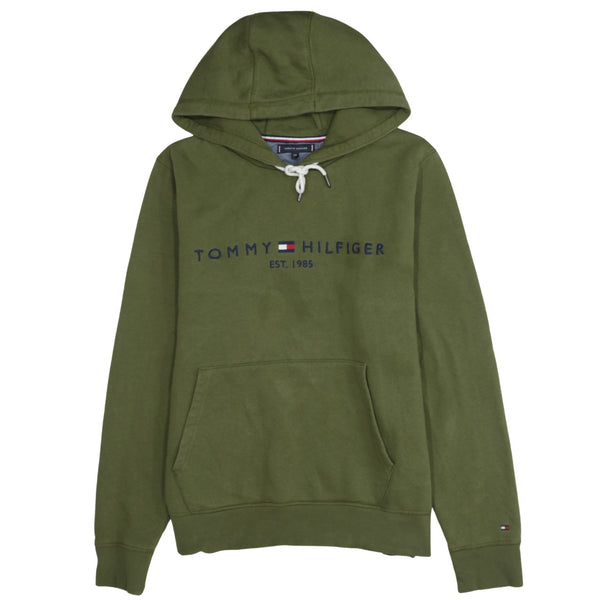 Tommy Hilfiger Olive Green Hoodie Women’s XXLarge Embroidered Logo Front Pocket Pullover Sweatshirt