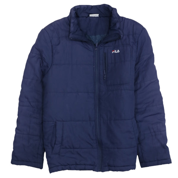Fila 90's Lightweight Full Zip Up Puffer Jacket Large Navy Blue