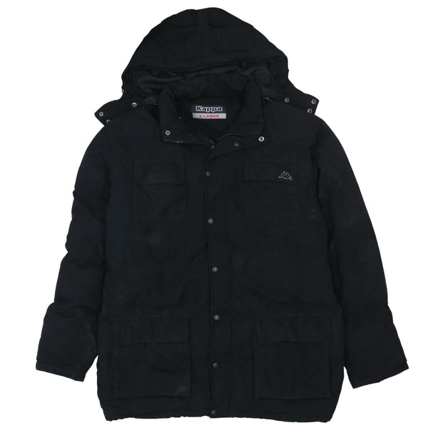 Vintage 90's Kappa Black Hooded Full Zip Windbreaker Men's XLarge
