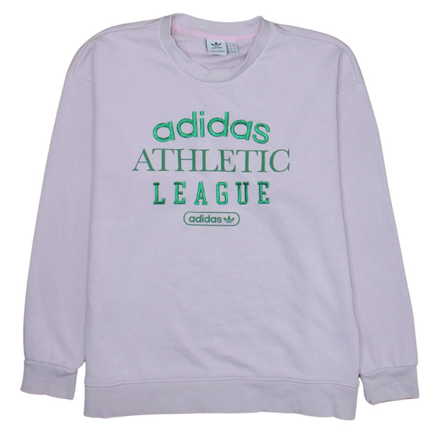 Adidas Light Pink Sweatshirt Women's Small Embroidered Athletic League Logo Crewneck Pullover