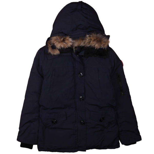 Canada Goose 90's Hooded Faux Fur Hood Parka Medium Navy Blue