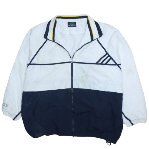 Adidas White Navy Windbreaker Jacket Men's XLarge Embroidered Logo Full Zip Track Top Outerwear