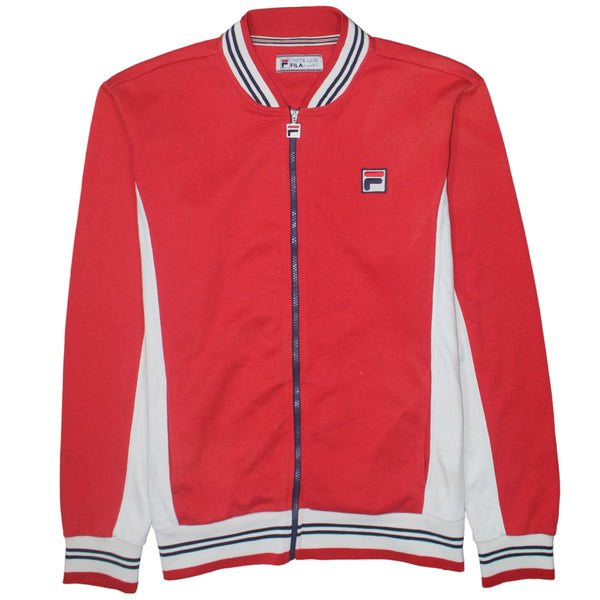 Fila Red White Track Jacket Men’s XLarge Embroidered Logo Stripe Rib Trim Zip Top