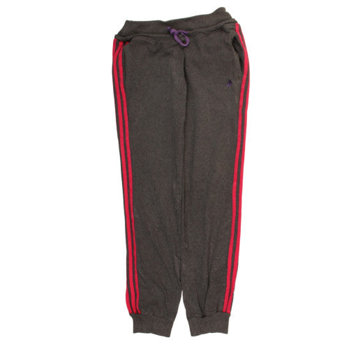 Adidas Dark Grey Joggers Women’s Small Pink Triple Stripe Cuffed Sweatpants