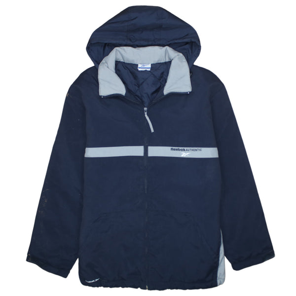Reebok 90's Hooded Full Zip Up Windbreaker Large  Navy Blue