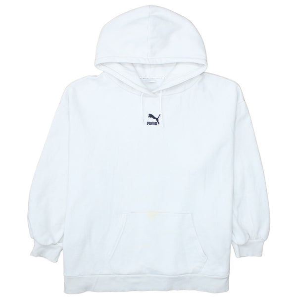 Puma 90's Drawstring Pockets Pullover Hoodie XLarge White