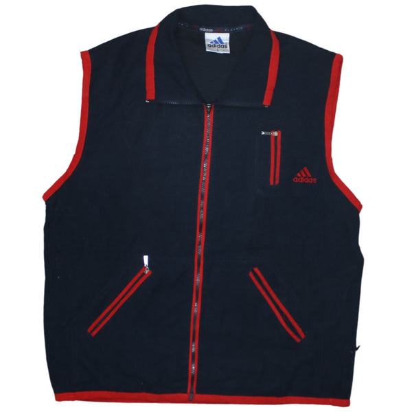 Adidas 90's Vest Sleeveless Full Zip Up Gilet Large Navy Blue