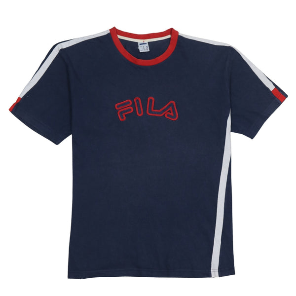Fila 90's Spellout Short Sleeves T Shirt XXLarge (2XL) Navy Blue