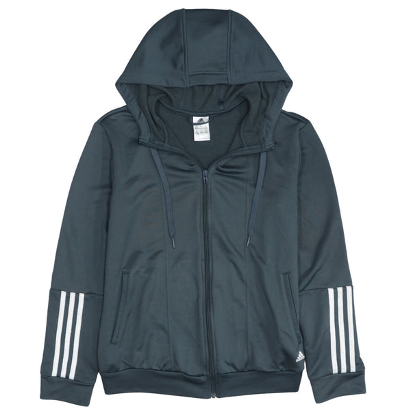 Adidas 90's Black 3 Stripe Full Zip Up Hoodie XLarge