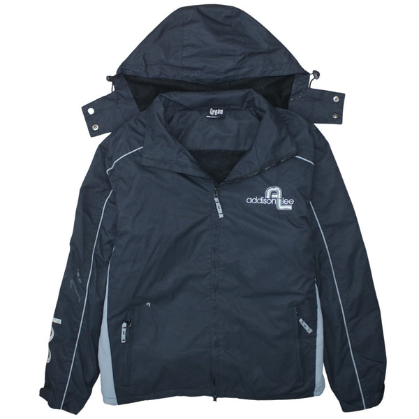 Retro 90's Hooded Full Zip Up Windbreaker Medium Black