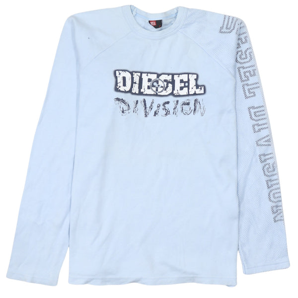 Diesel 90's Spellout Crew Neck Sweatshirt XLarge Blue