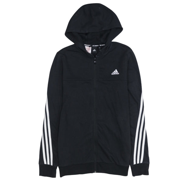 Adidas 90's Striped Sleeve Full Zip Up Hoodie XLarge Black