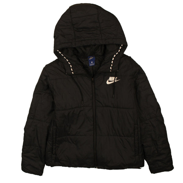 Nike 90's Swoosh Full Zip Up Puffer Jacket Large Black