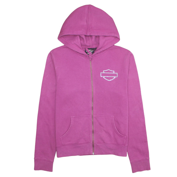 Harley Davidson 90's Lightweight Full Zip Up Hoodie Large Pink