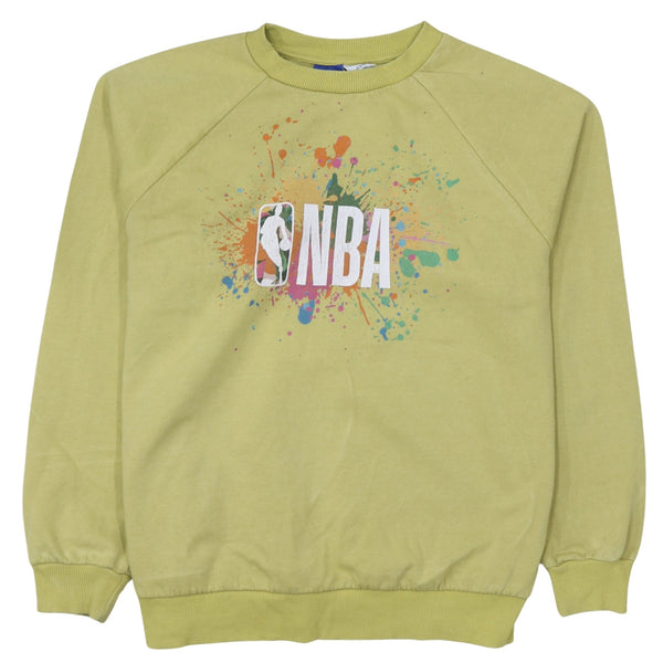 NBA Light Yellow Sweatshirt Men's Medium Printed Logo Raglan Sleeve Crewneck Pullover Top