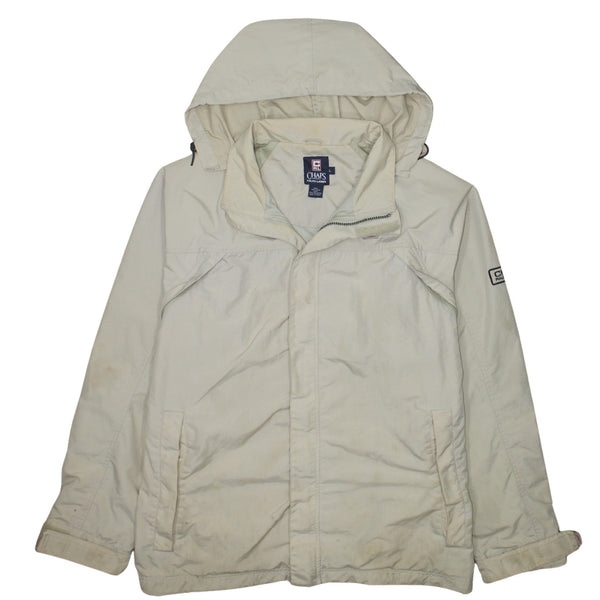 Chaps Ralph Lauren 90's Hooded Full Zip Up Windbreaker Large Beige Cream
