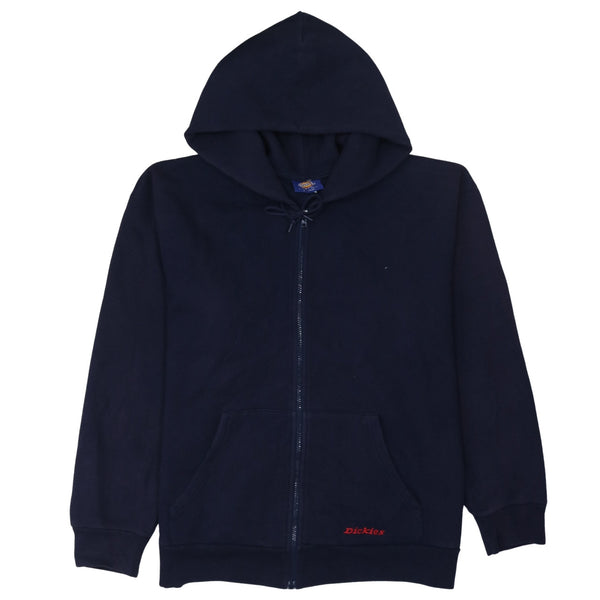 Dickies Navy Blue Hoodie Men’s XLarge Full Zip Embroidered Hem Logo Front Pockets Sweatshirt