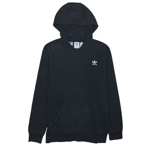 Adidas 90's Drawstring Pockets Pullover Hoodie Medium  Black