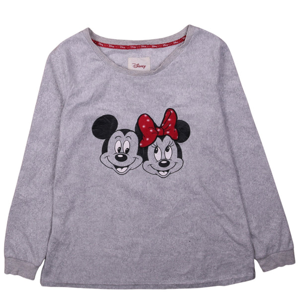 Disney 90's Mickey & Minnie Mouse Crew Neck Jumper / Sweater Medium Grey