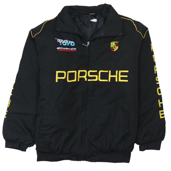 Porsche 90's Racing Jacket Full Zip Up Nascar Jacket XLarge Black