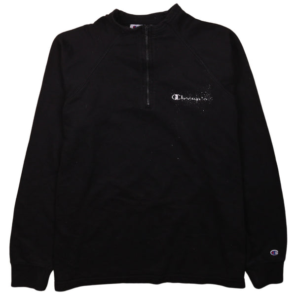 Champion 90's Lightweight Quater Zip Sweatshirt Large Black