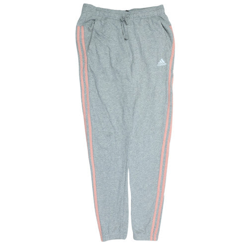 Adidas Light Grey Joggers Women’s XLarge Pink Three Stripe Logo Elastic Waist Sweatpants