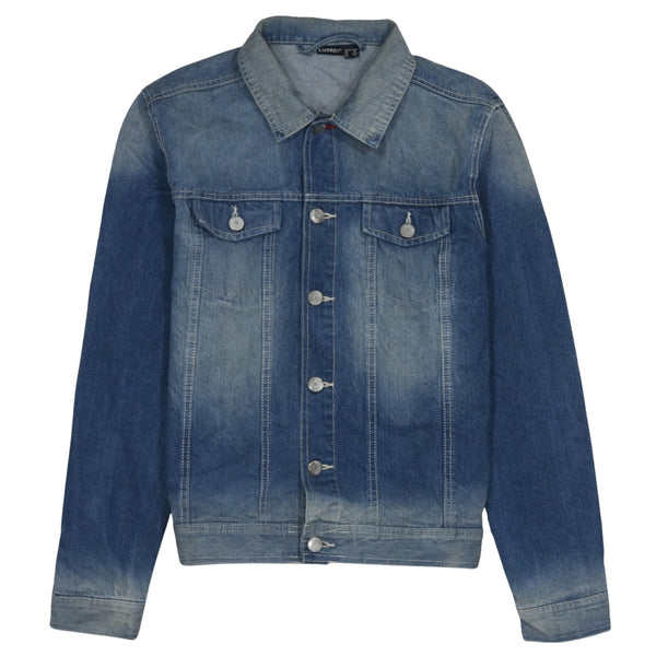 Retro 90's Plain Button Up Denim Jacket Small  Navy Blue