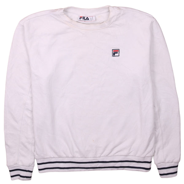 Fila 90's Striped Cuff Crew Neck Sweatshirt Medium White