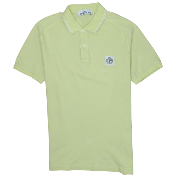 Stone Island Pale Yellow Polo Shirt Men’s Medium Compass Patch Logo Short Sleeve Top