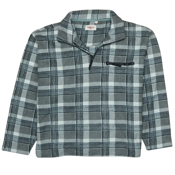 Urban 90's Warm Quarter Zip Hiking Fleece Jumper in Medium Grey