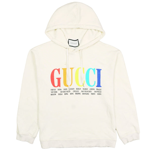 Gucci 90's Spellout Pullover Hoodie Large (missing sizing label) Beige Cream