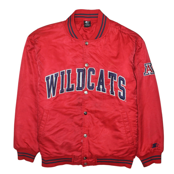 Starter Red Nylon Windbreaker Jacket Men's Large Wildcats Embroidered Logo Varsity Outerwear