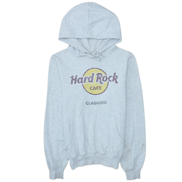 Hard Rock Cafe Light Grey Hoodie Women’s Small Printed Glasgow Logo Fleece Pullover Sweatshirt