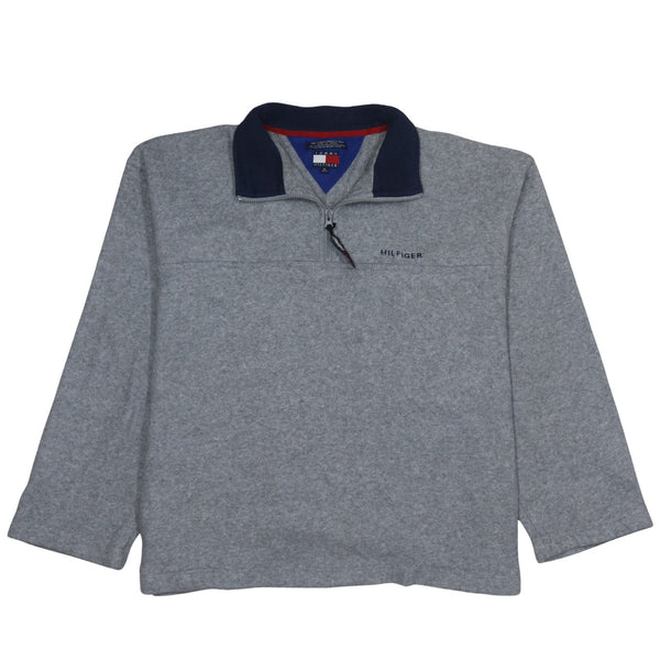 Tommy Hilfiger 90's Hiking Warm Quarter Zip Fleece Jumper XLarge Grey