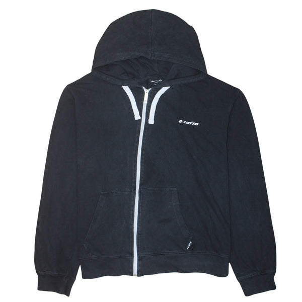 LOTTO Black Full Zip Hoodie Women's XXLarge Printed Logo Drawcord Pockets Sweatshirt