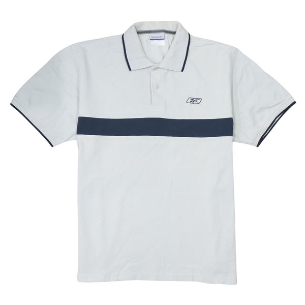 Reebok 90's Short Sleeves Quarter Button Polo Shirt Large  White
