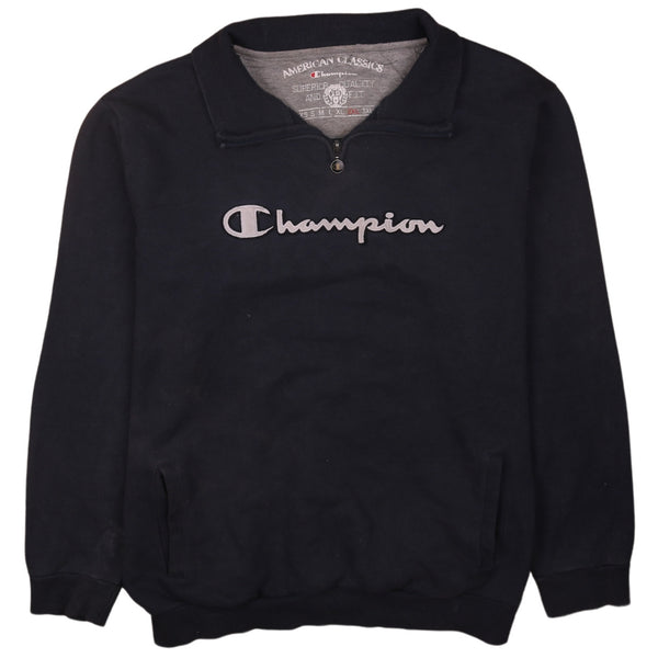 Champion 90's Spellout Quater Zip Sweatshirt XXLarge (2XL) Navy Blue