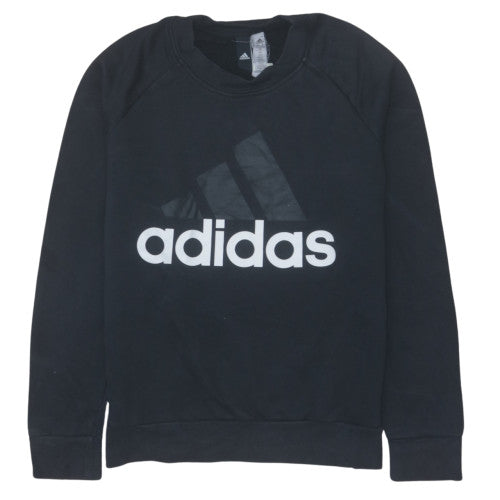 Adidas Black Sweatshirt Women's Medium Printed Big Logo Crewneck Pullover Top