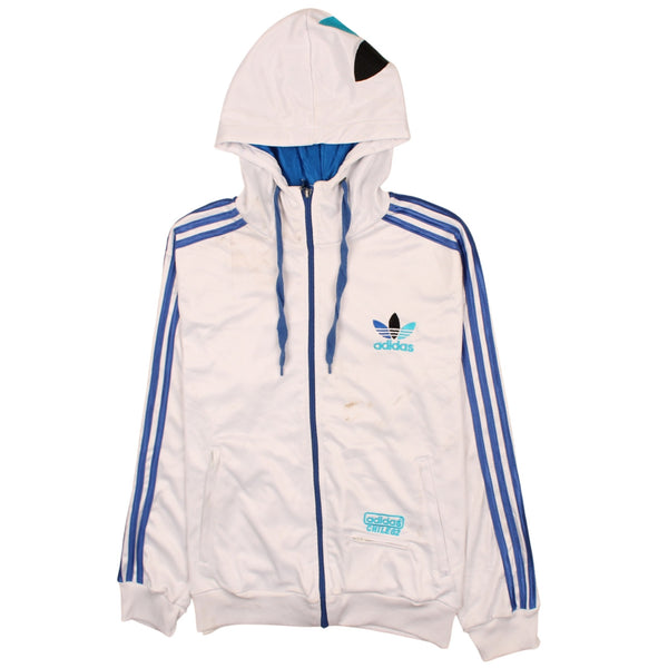 Adidas 90's Spellout Full Zip Up Hoodie Medium White