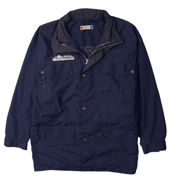 Clique Vintage 90s Men's Large Navy Blue Zip Up Windbreaker Jacket