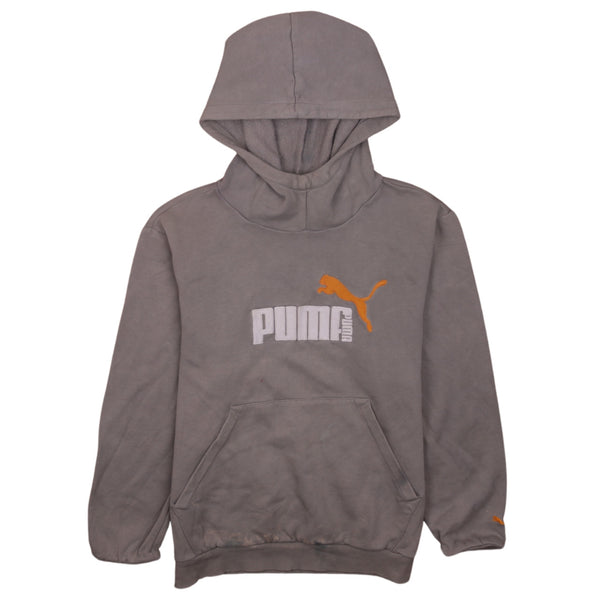 Puma Grey Hoodie Women’s Large Printed Logo Front Pocket Pullover Sweatshirt