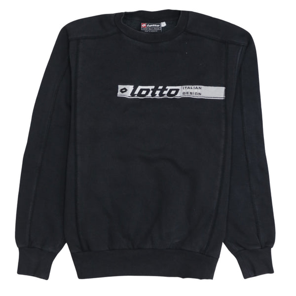 LOTTO 90's Spellout Crew Neck Sweatshirt Medium Black