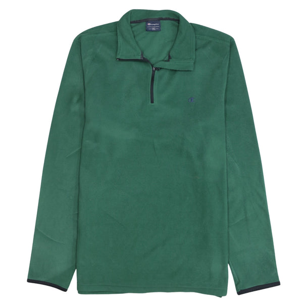 Champion Green Fleece Jumper Women’s XXL Quarter Zip Embroidered Logo Pullover Sweatshirt