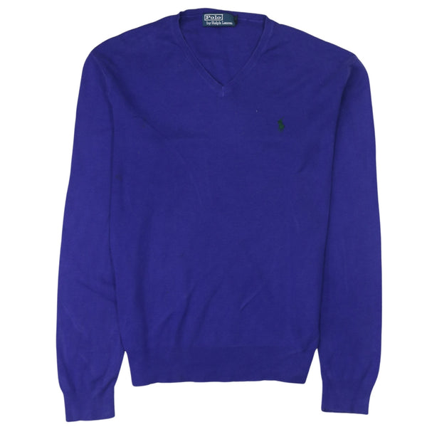 Polo Ralph Lauren 90's Lightweight V Neck Sweatshirt Medium Blue
