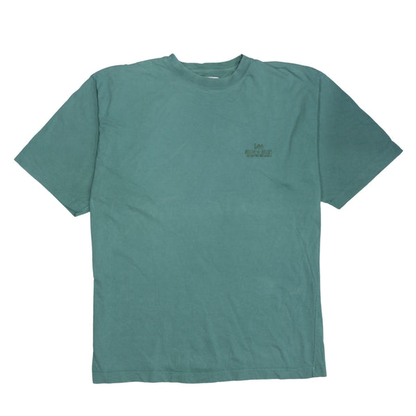 Lee Teal Green T Shirt Men's Large Embroidered Chest Logo Rough Riders Casual Top