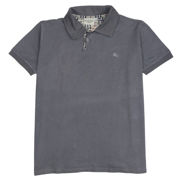 Burberry 90's Short Sleeves Quarter Button Polo Shirt Large Grey